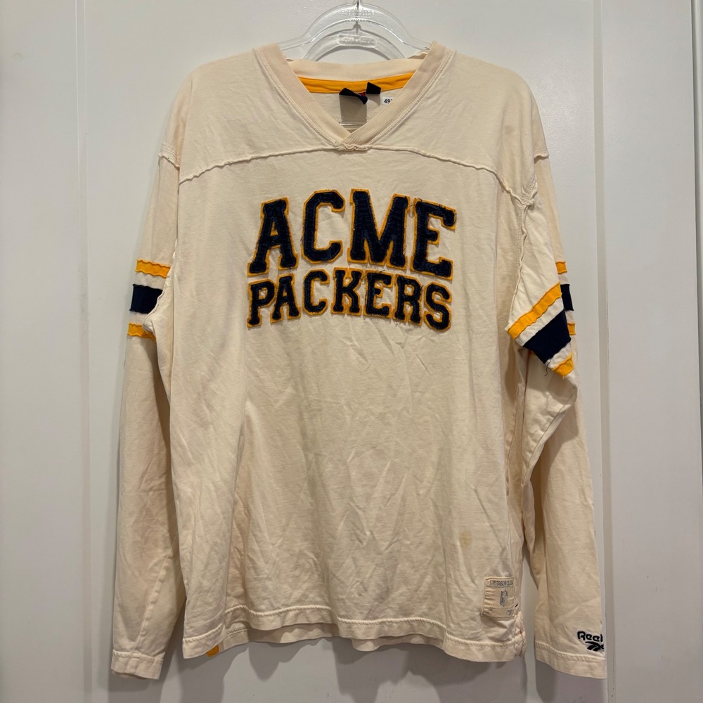 Reebok NFL Gridiron Classic Acme Packers Long Sleeve Shirt Cream Mens Large